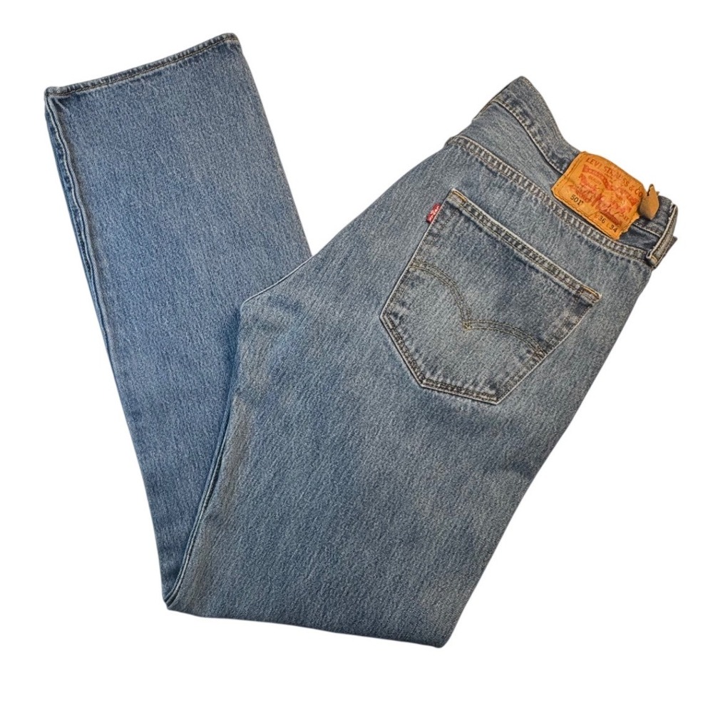 Levis 501 Original Fit Mens Straight Leg Blue Denim Jeans 36x34 Button‎ Fly